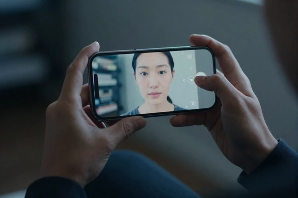 Google biometric privacy settlement Illinois overview - person using smartphone facial recognition feature
